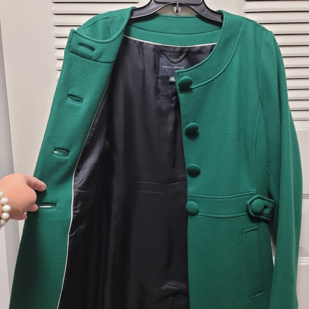 Banana Republic Wool Blend A-line Republic Green Coat - XL - Picture 4 of 10